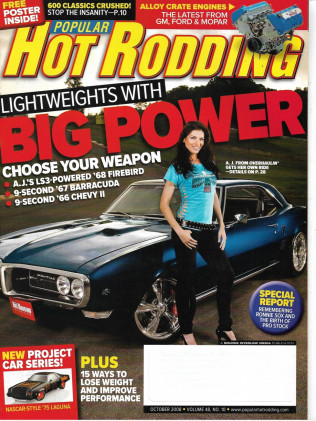 POPULAR HOT RODDING 2008 OCT - NASCAR LAGUNA, HOW TO LOOSE WEIGHT, SOX HEMI CUDA